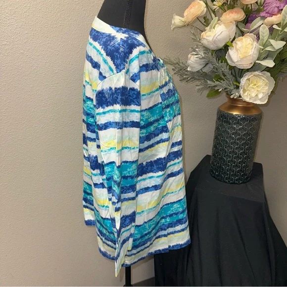 Rebecca Malone Blue Aqua Tie Dye Boho Tunic Top XL 100% Cotton - Picture 4 of 7